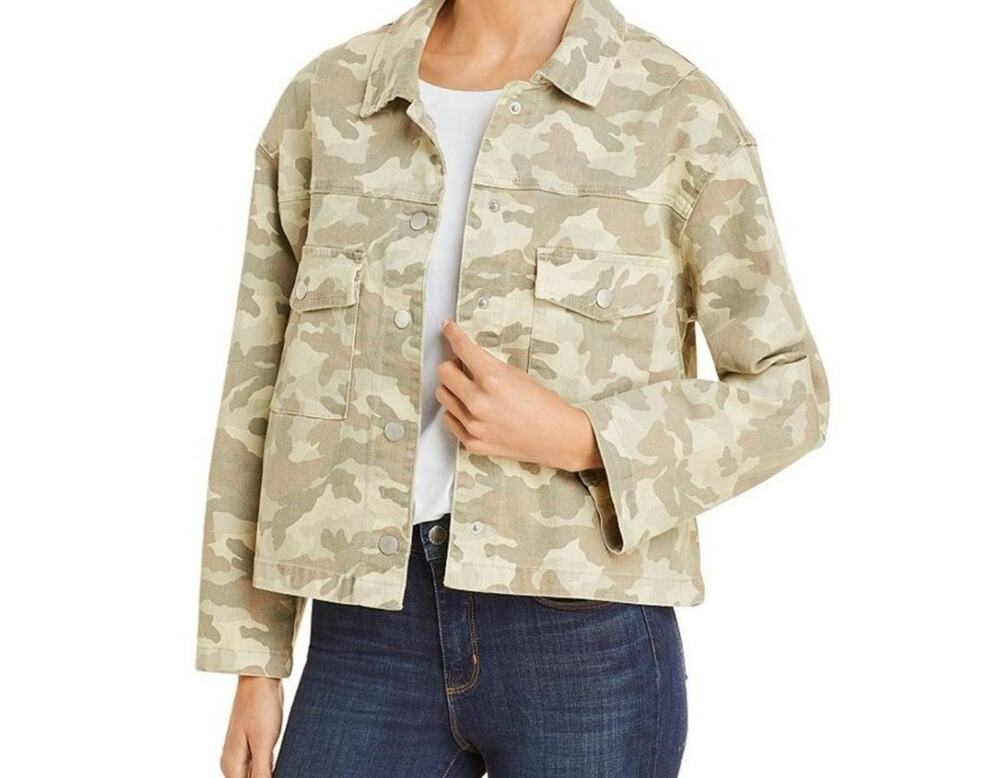 Aqua Jacket Women's Size M Camo Corduroy Utility Button Front Cropped New Tags